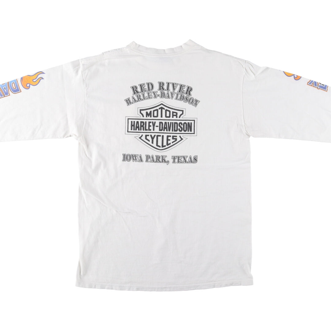 00'S Harley-Davidson Long Sleeve T-Shirt Made in USA Men's Size L cotton white type Vintage Second Hand
