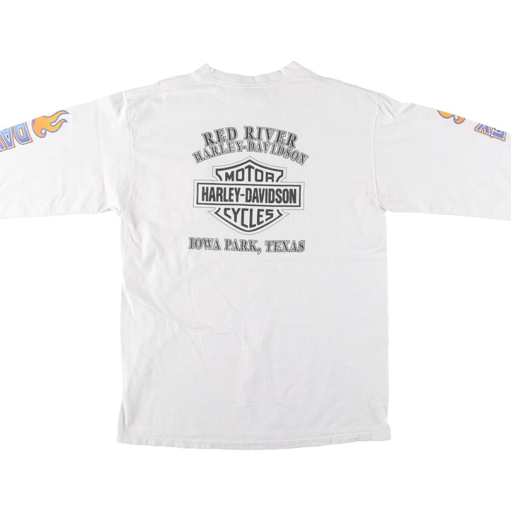00'S Harley-Davidson Long Sleeve T-Shirt Made in USA Men's Size L cotton white type Vintage Second Hand