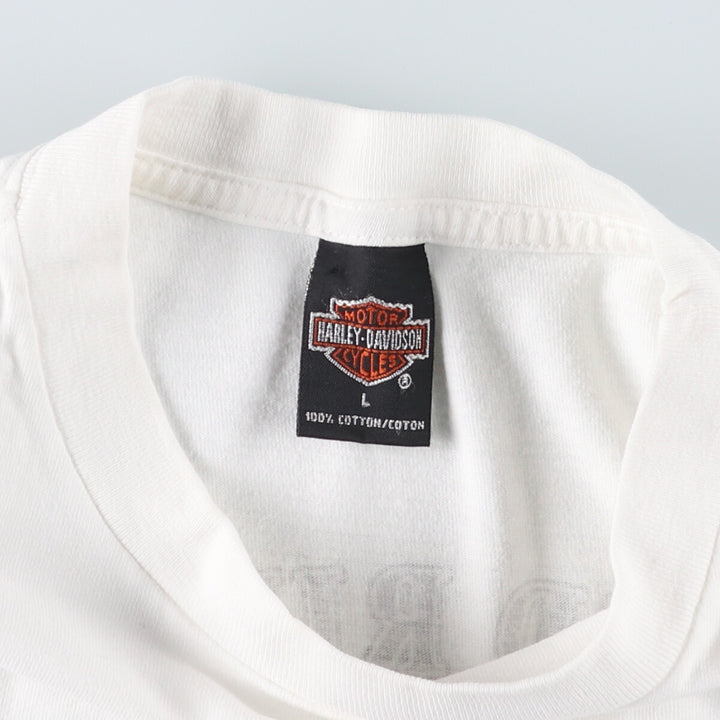 00'S Harley-Davidson Long Sleeve T-Shirt Made in USA Men's Size L cotton white type Vintage Second Hand