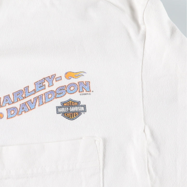 00'S Harley-Davidson Long Sleeve T-Shirt Made in USA Men's Size L cotton white type Vintage Second Hand
