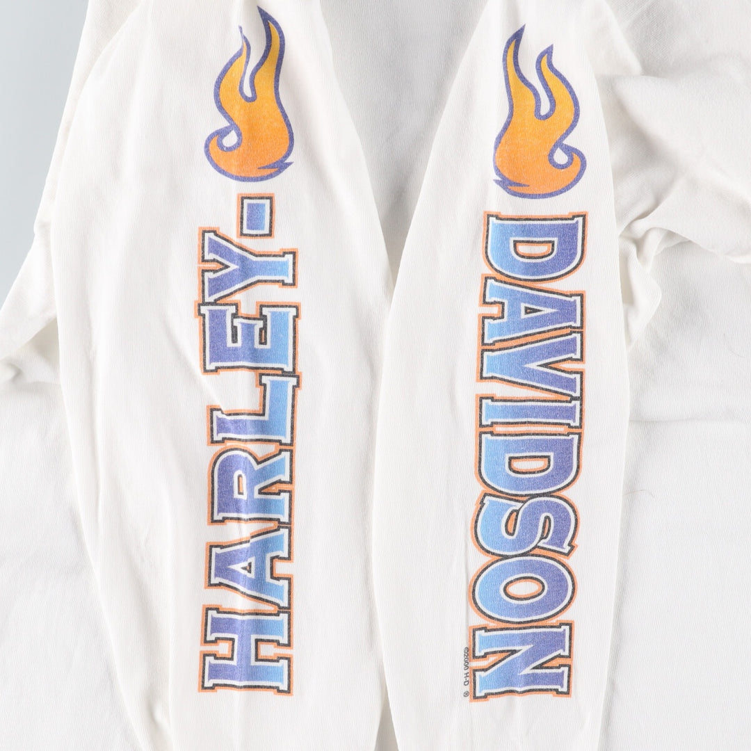 00'S Harley-Davidson Long Sleeve T-Shirt Made in USA Men's Size L cotton white type Vintage Second Hand