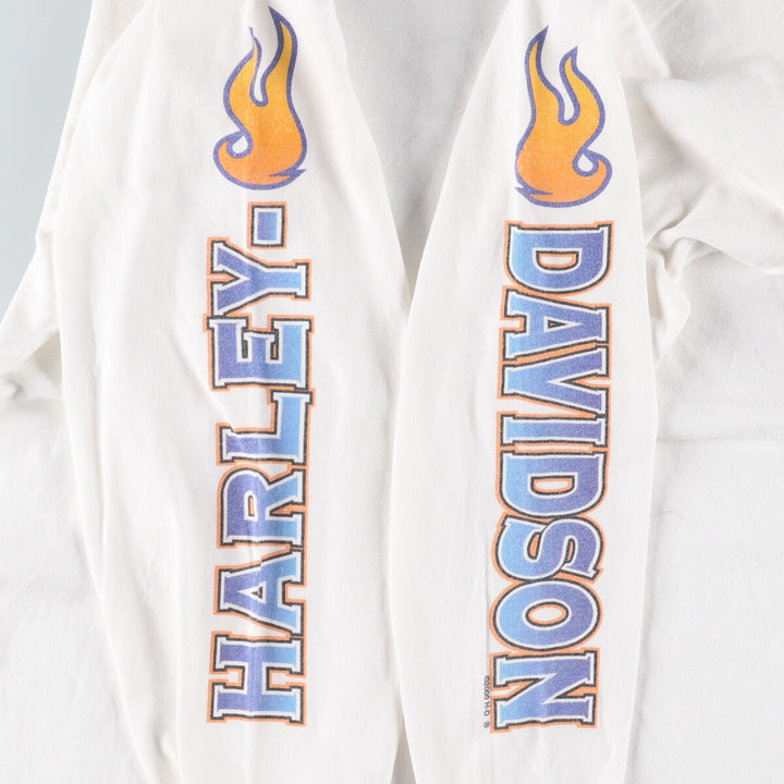 00'S Harley-Davidson Long Sleeve T-Shirt Made in USA Men's Size L cotton white type Vintage Second Hand