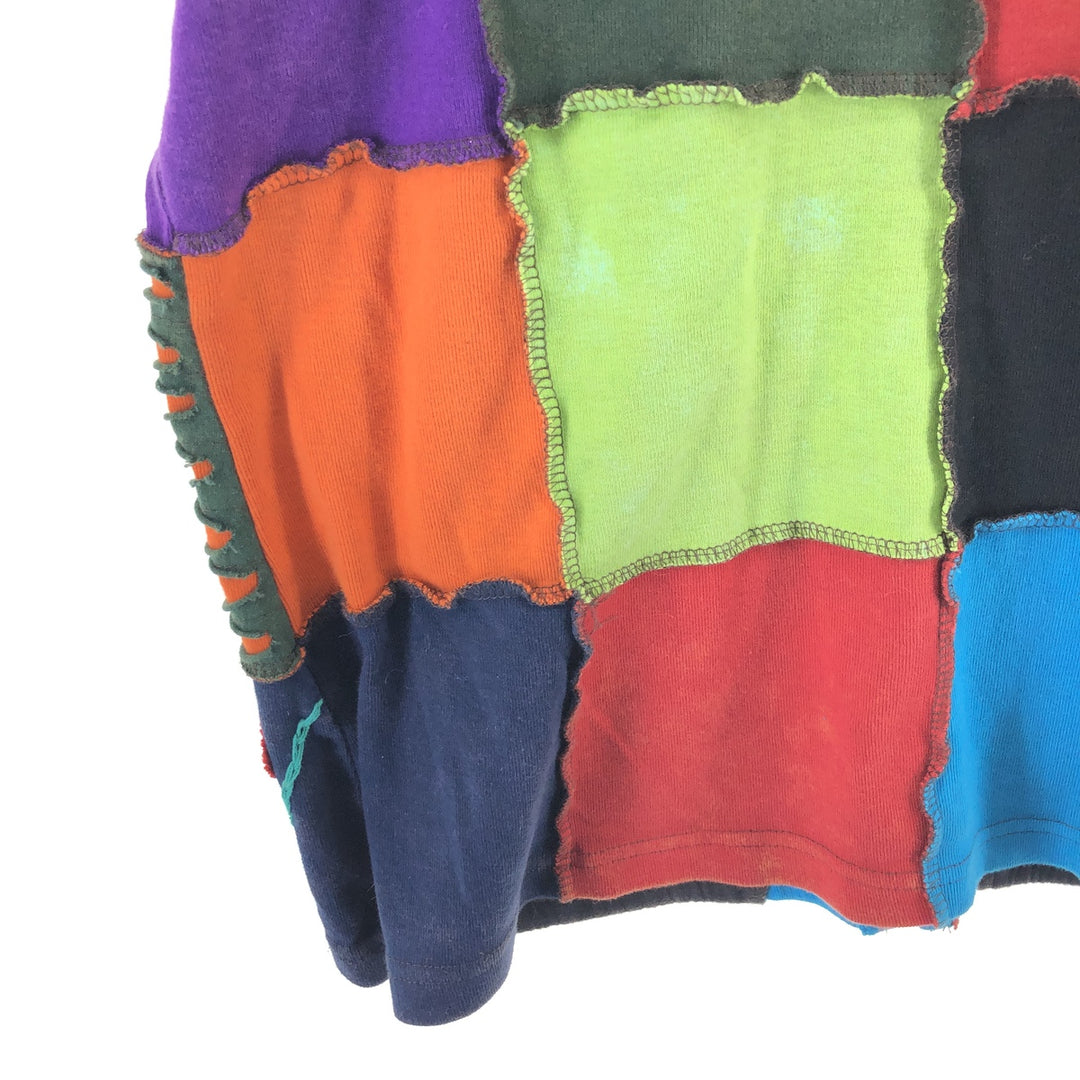 All-over Nepalese patchwork sweat full zip hoodie made in Nepal, size L for women / eaa510760