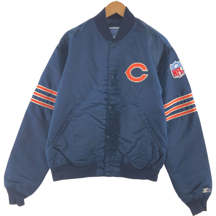 90'S Starter Chicago Bears Nylon Stadium Jacket Award Jacket Varsity Jacket Made in USA Men's XL Nylon navy blue type Vintage Second Hand