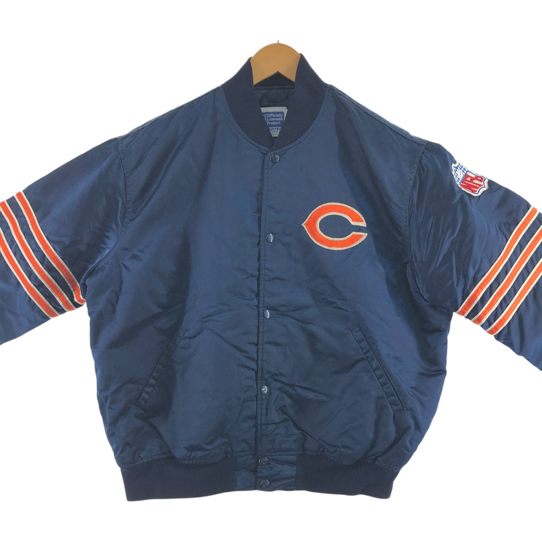 90'S Starter Chicago Bears Nylon Stadium Jacket Award Jacket Varsity Jacket Made in USA Men's XL Nylon navy blue type Vintage Second Hand