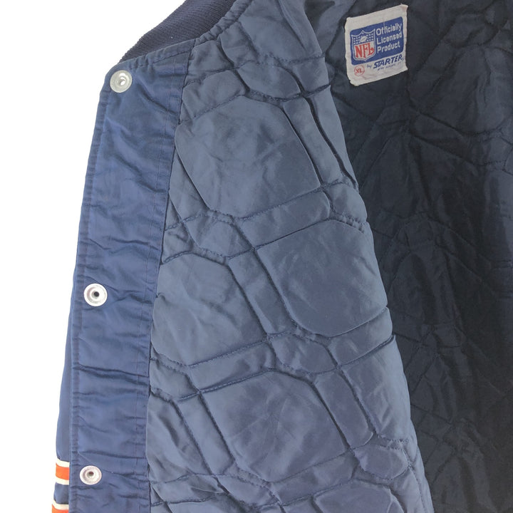90'S Starter Chicago Bears Nylon Stadium Jacket Award Jacket Varsity Jacket Made in USA Men's XL Nylon navy blue type Vintage Second Hand