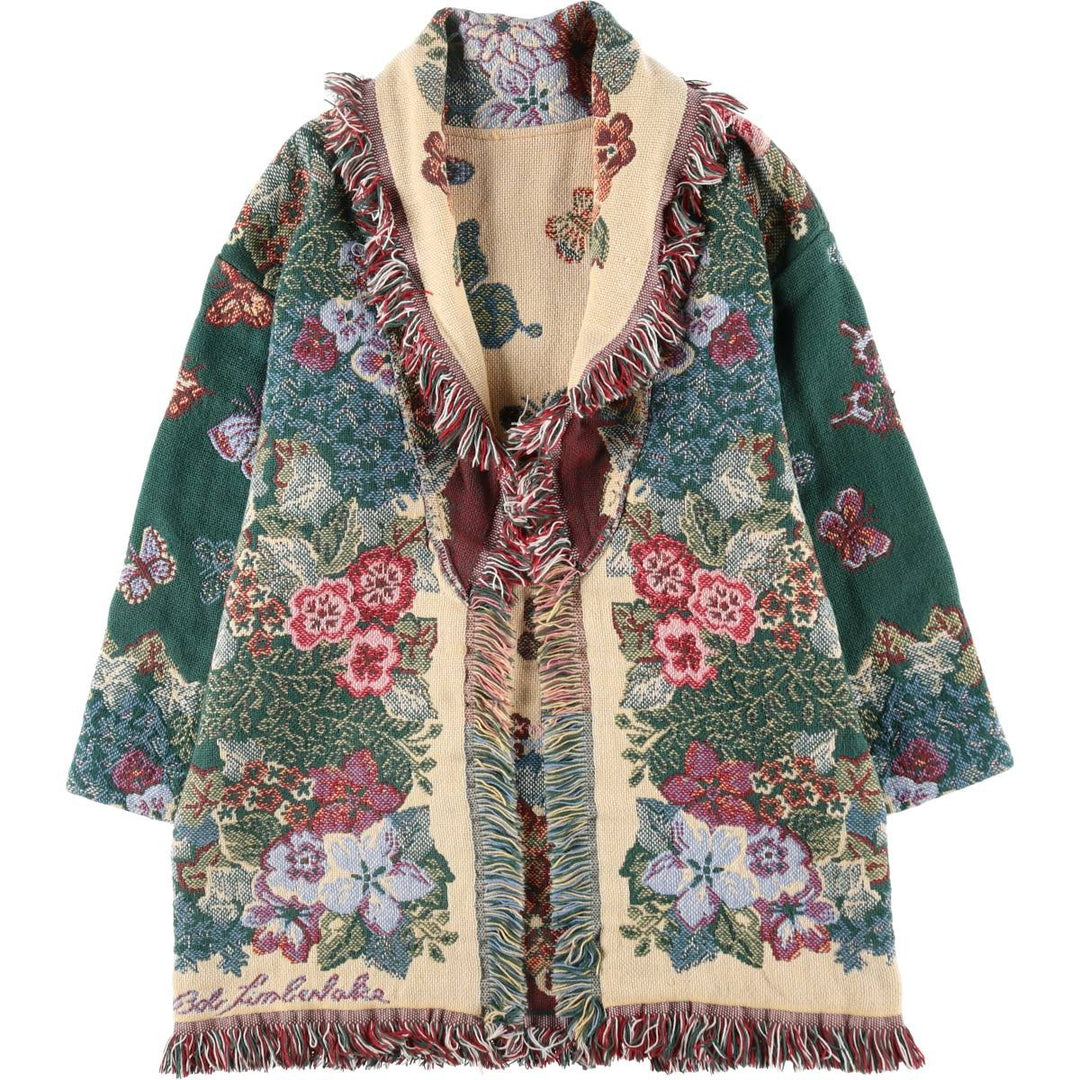Big size 90'S Bob Timberlake floral pattern fringed rag gown room robe made in USA women's XXXL size vintage /eaa510827