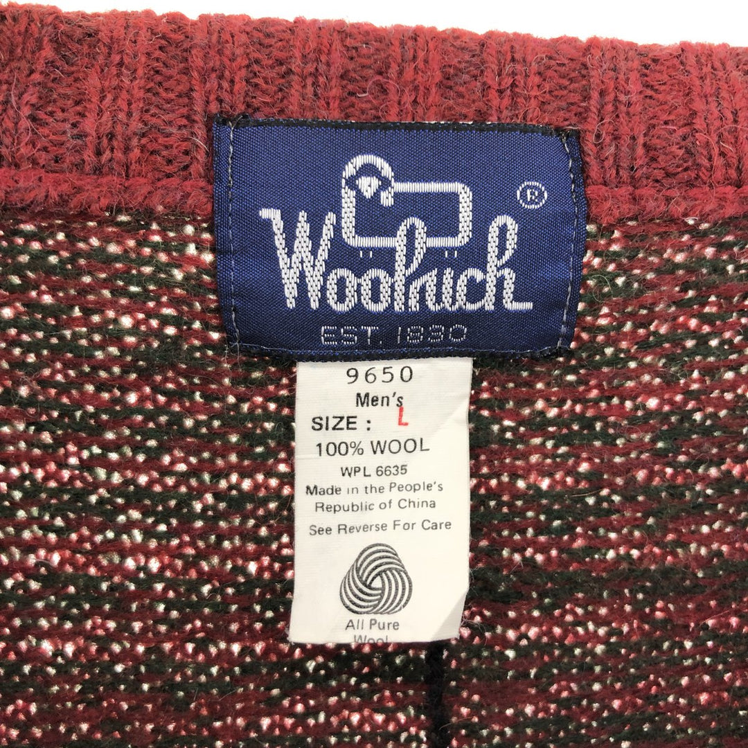 80'S WOOLRICH Check Pattern Wool Knit Sweater Men's Size L Vintage /eaa510903