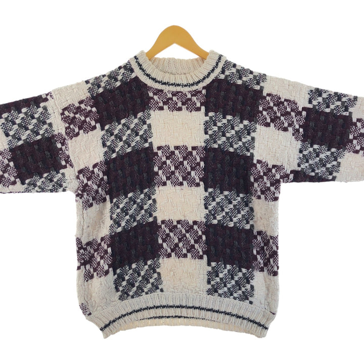 Check Pattern Wool Knit Sweater Men's Size L /eaa510910