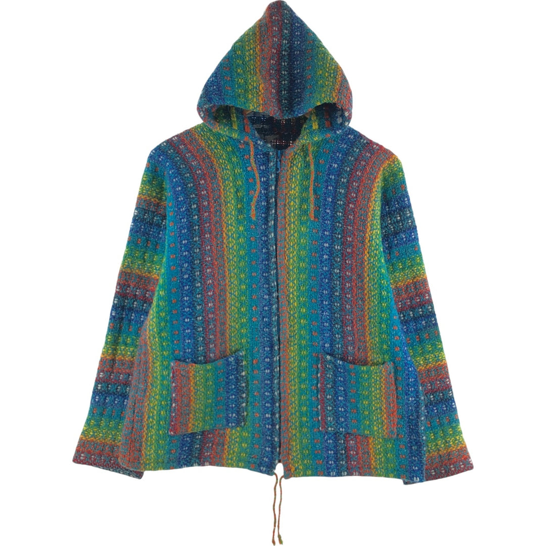 Multi-stripe rainbow full zip knit hoodie for women size L / eaa510927