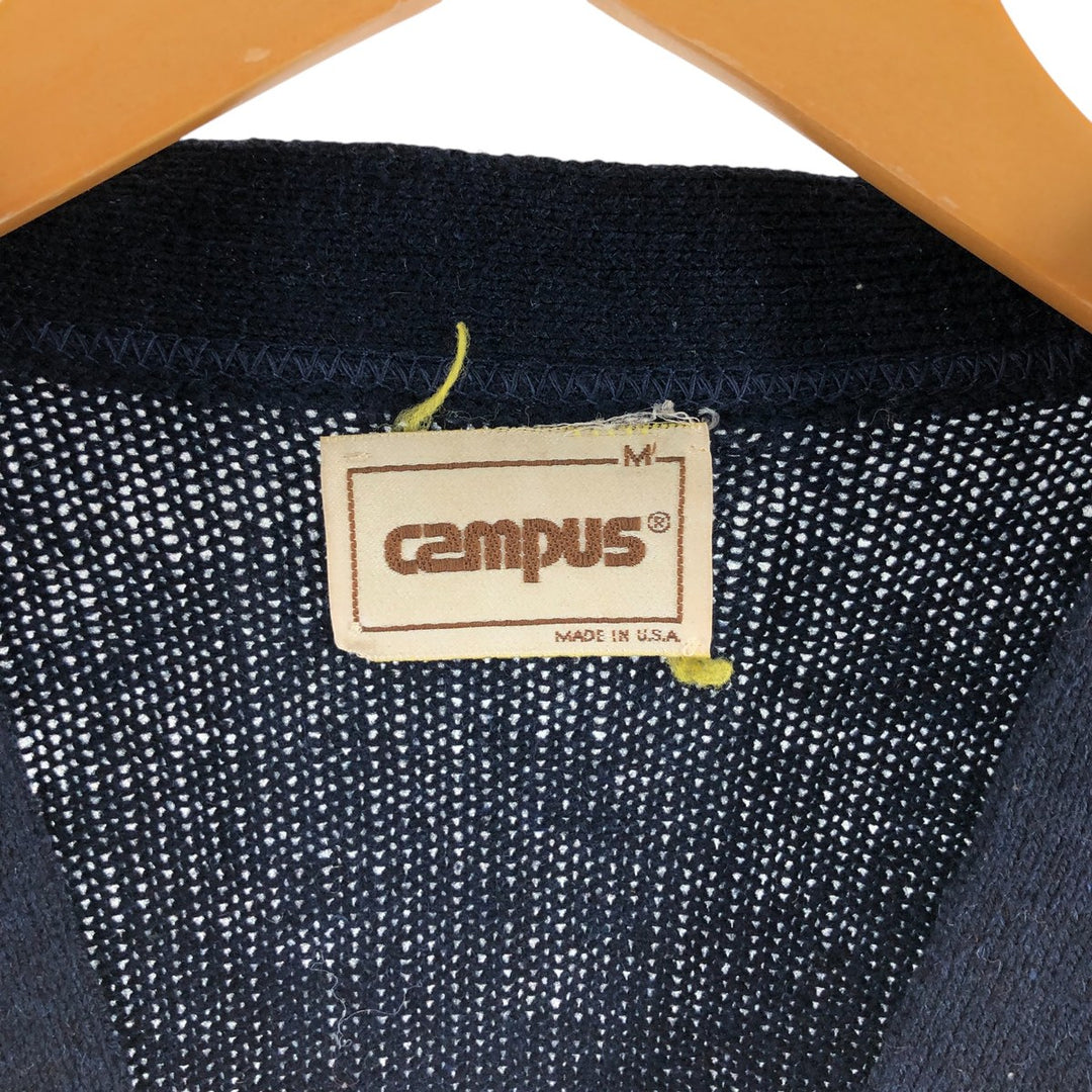 CAMPUS wool knit cardigan, made in USA, men's size M, vintage / eaa510938