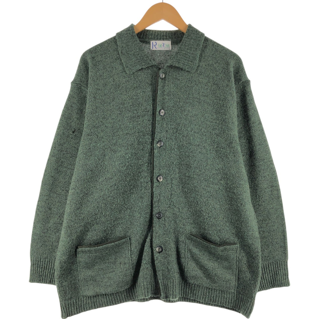R FOR YOU Wool knit cardigan, men's XL size, with collar /eaa510943