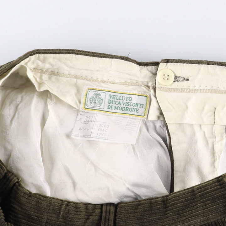 90'S VELLUTO DUCA VISCONTI DI MODRONE Two-pleat Corduroy Pants Men's W31 Vintage cotton Khaki type Vintage Second Hand