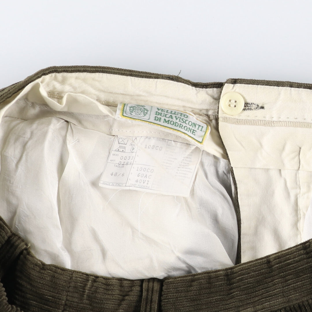 90'S VELLUTO DUCA VISCONTI DI MODRONE Two-pleat Corduroy Pants Men's W31 Vintage cotton Khaki type Vintage Second Hand