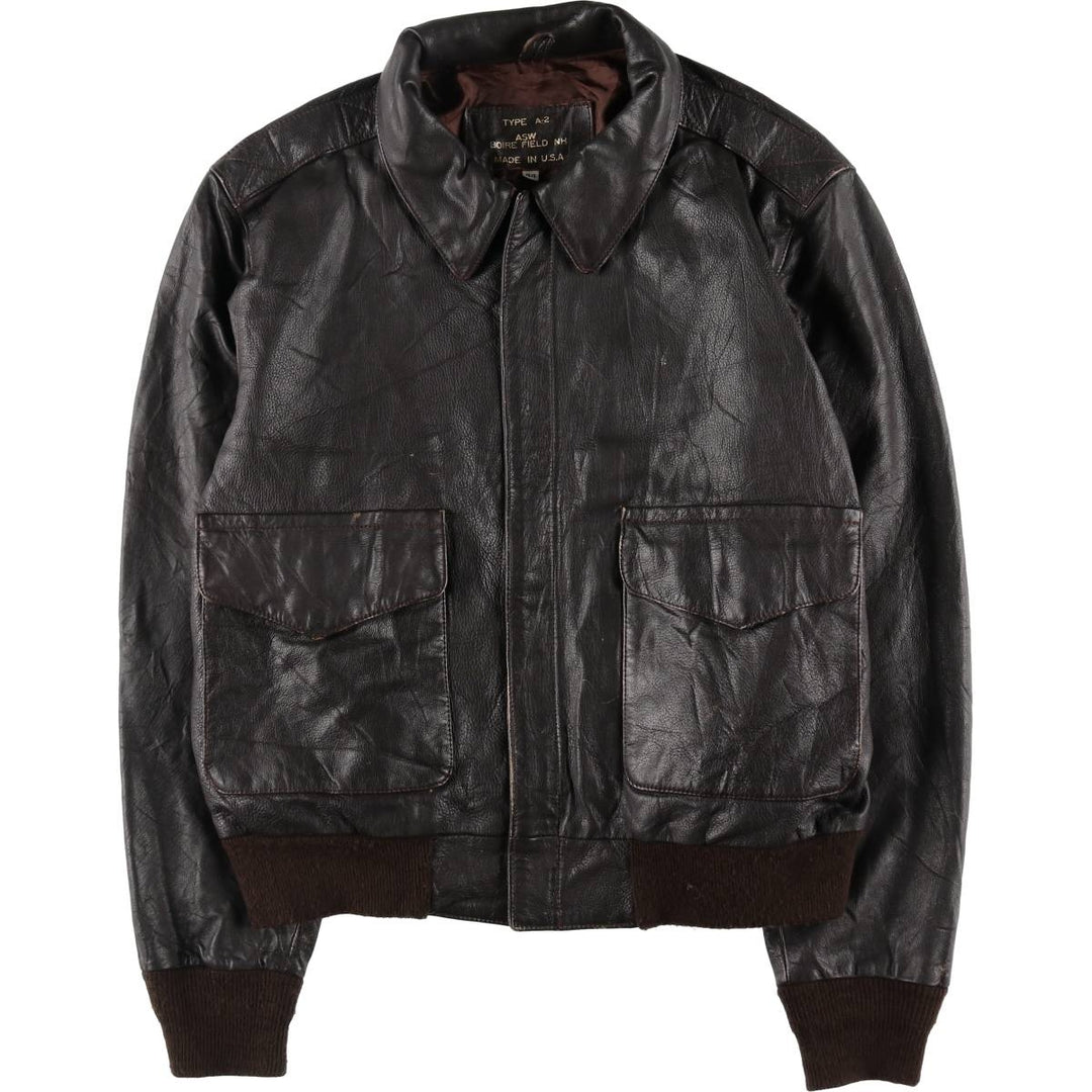 A-2 type leather flight jacket, made in USA, men's size L / eaa511178