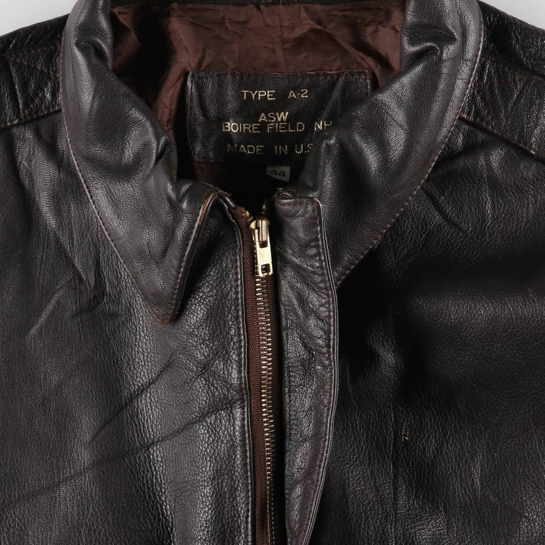 A-2 type leather flight jacket, made in USA, men's size L / eaa511178
