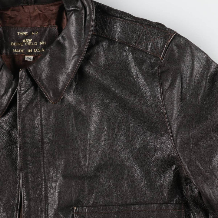 A-2 type leather flight jacket, made in USA, men's size L / eaa511178