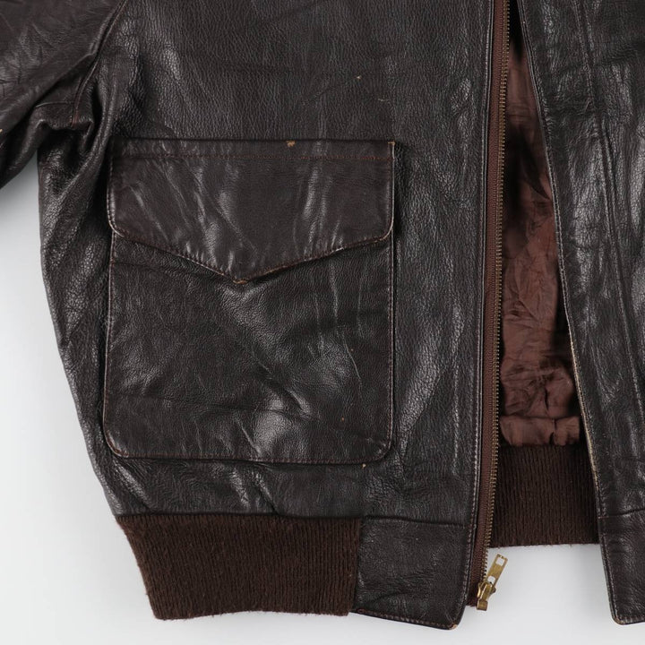 A-2 type leather flight jacket, made in USA, men's size L / eaa511178