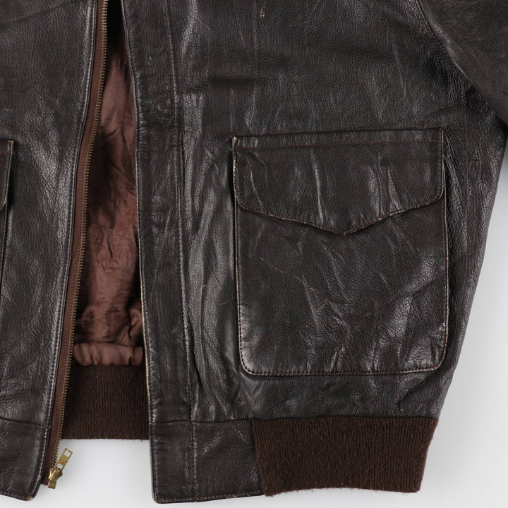A-2 type leather flight jacket, made in USA, men's size L / eaa511178