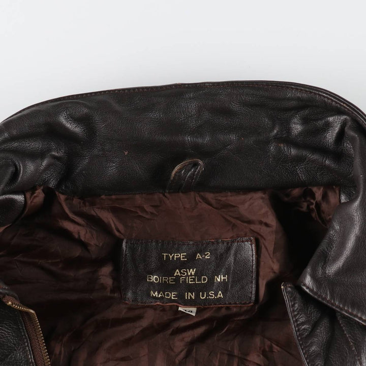 A-2 type leather flight jacket, made in USA, men's size L / eaa511178