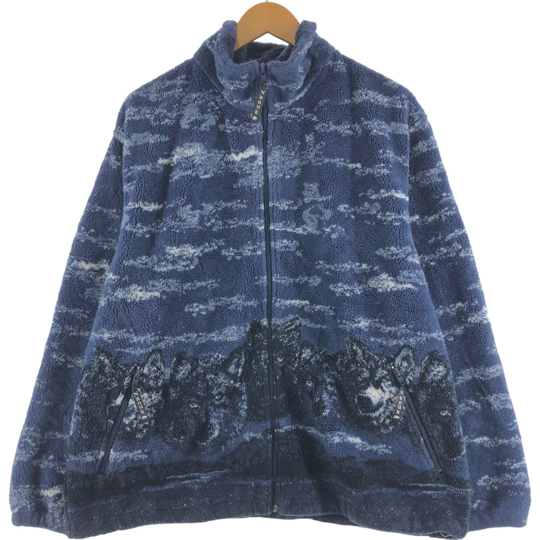 Nanuk All-over Wolf Pattern Fleece Jacket Women's XXL /eaa511191