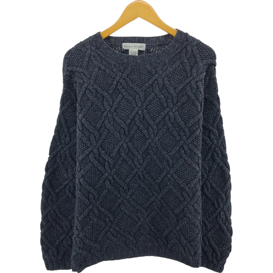90'S Banana Republic Fisherman Aran Knit Sweater Men's Size L Vintage /eaa511213