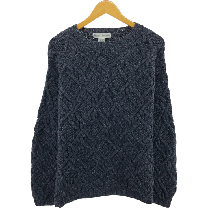 90'S Banana Republic Fisherman Aran Knit Sweater Men's Size L Vintage /eaa511213