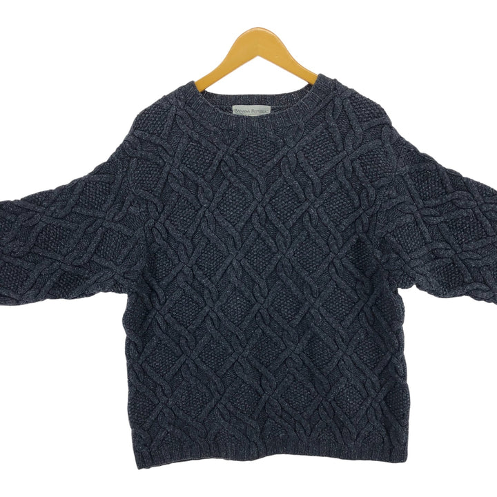 90'S Banana Republic Fisherman Aran Knit Sweater Men's Size L Vintage /eaa511213