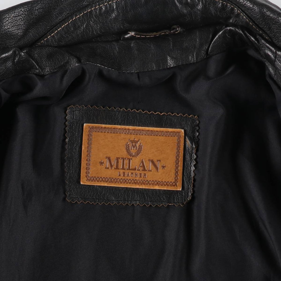 MILAN Leather Blouson Type Women's XL genuine leather black type Vintage Second Hand
