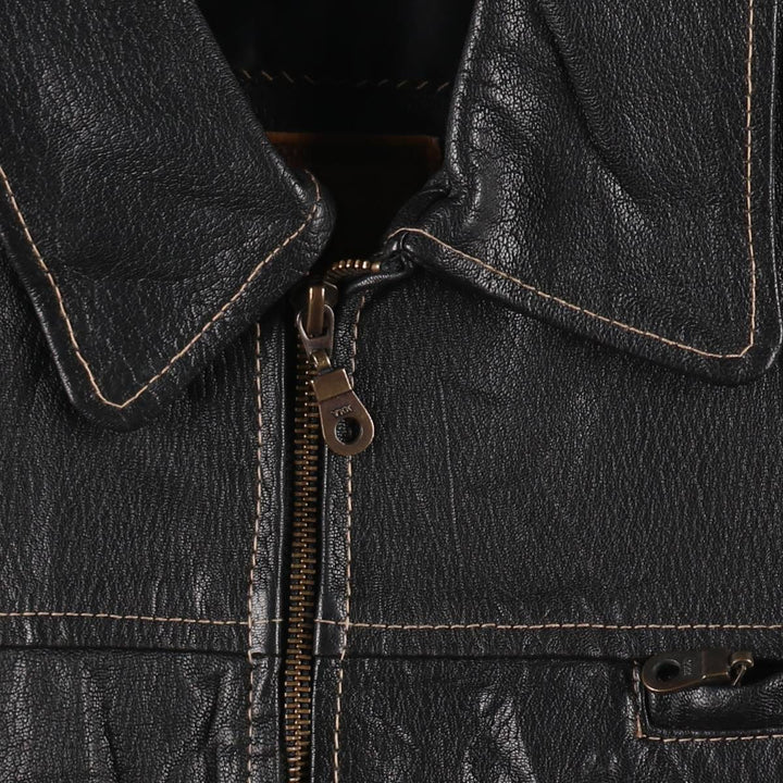 MILAN Leather Blouson Type Women's XL genuine leather black type Vintage Second Hand