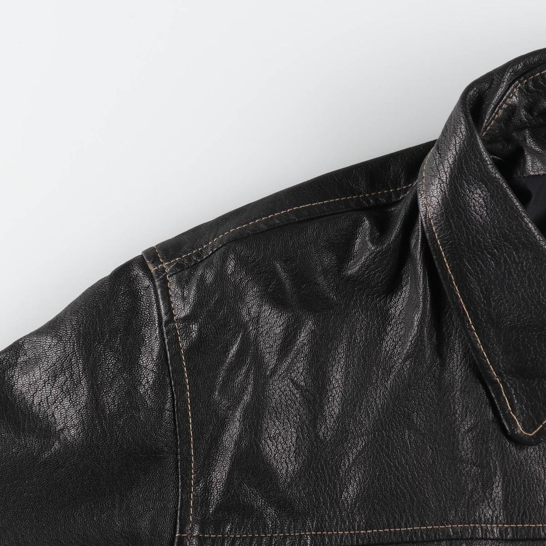 MILAN Leather Blouson Type Women's XL genuine leather black type Vintage Second Hand