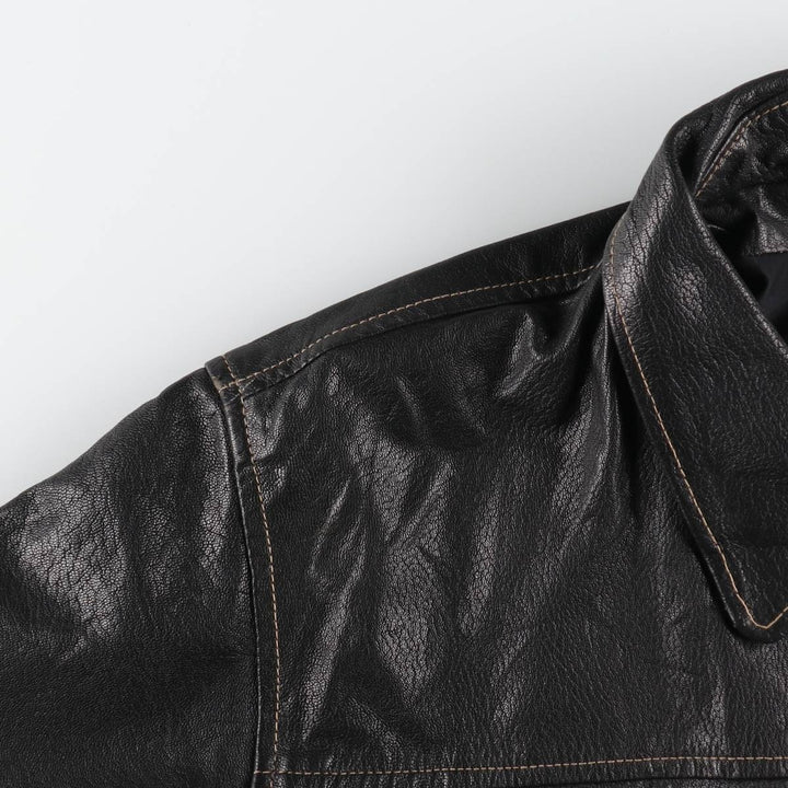 MILAN Leather Blouson Type Women's XL genuine leather black type Vintage Second Hand