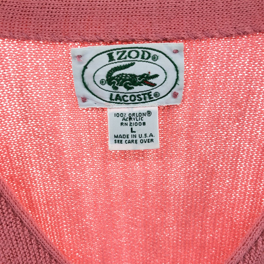 80s-90'S Lacoste IZOD Acrylic Knit Cardigan Made in USA Men's L Size Vintage /eaa511370