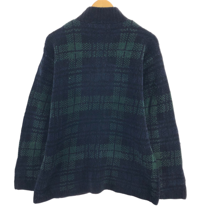 Ralph Lauren LAUREN Blackwatch Check Cotton Knit Full Zip Sweater Women's L size / eaa511379