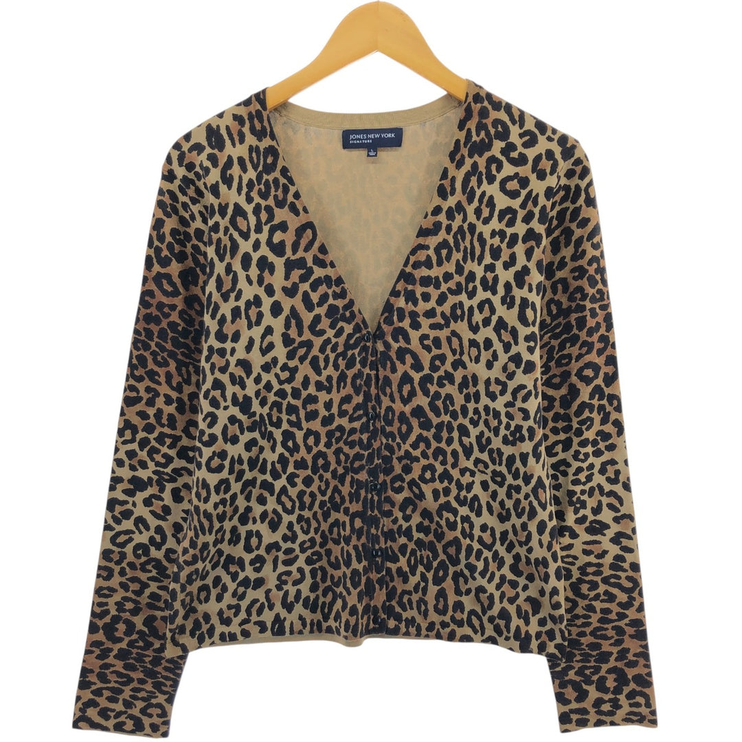 JONES NEW YORK Leopard Pattern Silk Knit Cardigan Women's L size / eaa511380