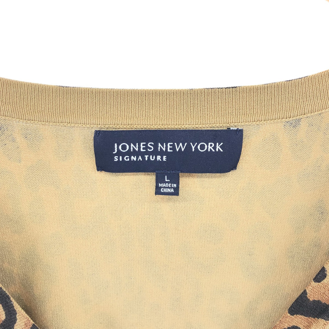 JONES NEW YORK Leopard Pattern Silk Knit Cardigan Women's L size / eaa511380