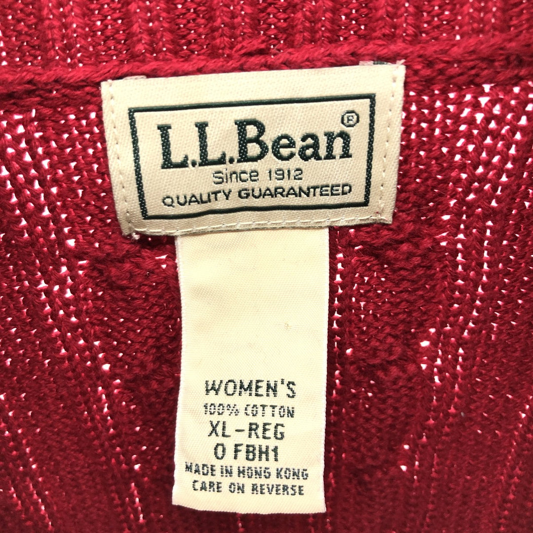 LLBean Cable Knit Cotton Knit Full Zip Sweater Women's XL /eaa511382