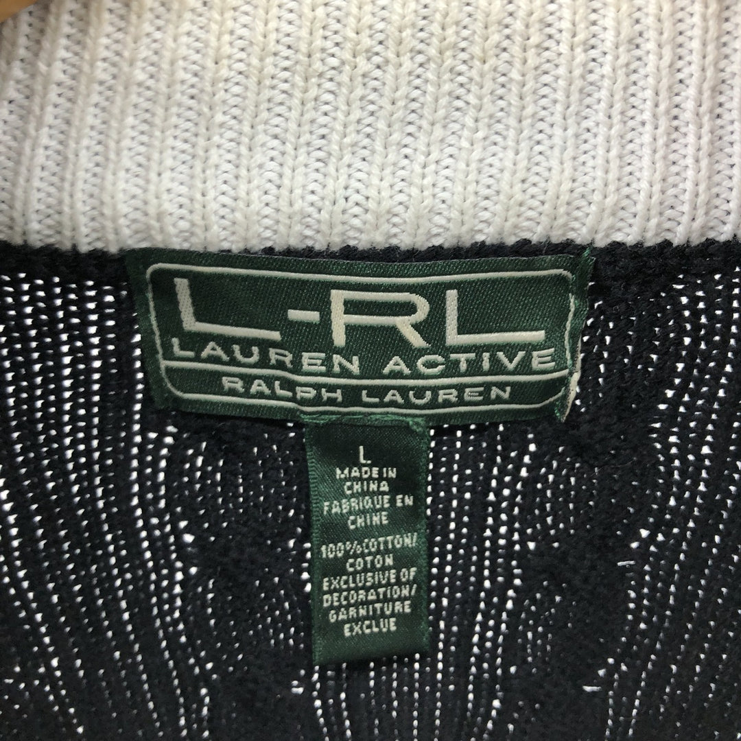 Ralph Lauren L-RL LAUREN ACTIVE Cable knit cotton knit full zip sweater Women's size L / eaa511386