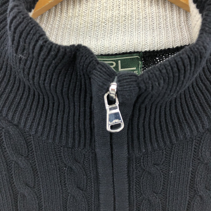 Ralph Lauren L-RL LAUREN ACTIVE Cable knit cotton knit full zip sweater Women's size L / eaa511386