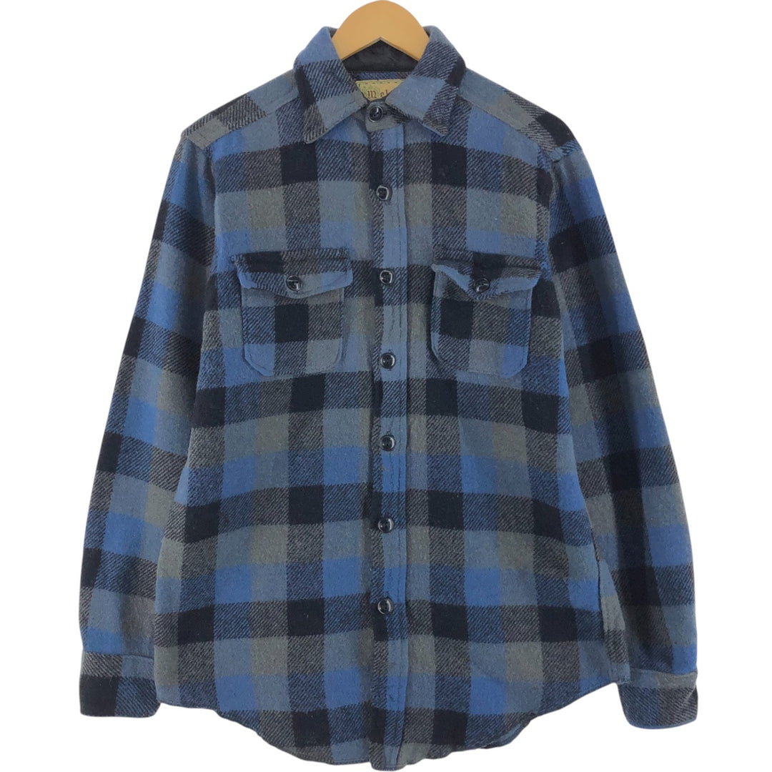 Vintage 70'S MELTON buffalo check wool shirt, men's size M / eaa511412