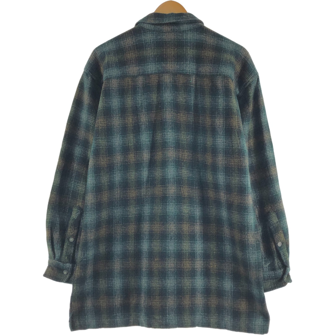 90'S BRITCHES Check Pattern Open Collar Wool Box Shirt Men's L Size Vintage /eaa511416