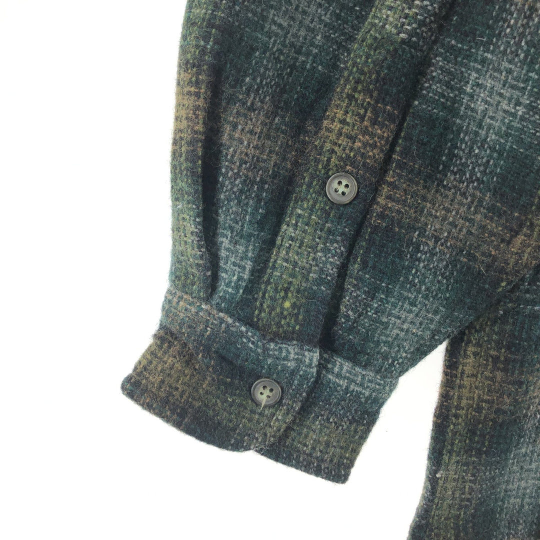 90'S BRITCHES Check Pattern Open Collar Wool Box Shirt Men's L Size Vintage /eaa511416