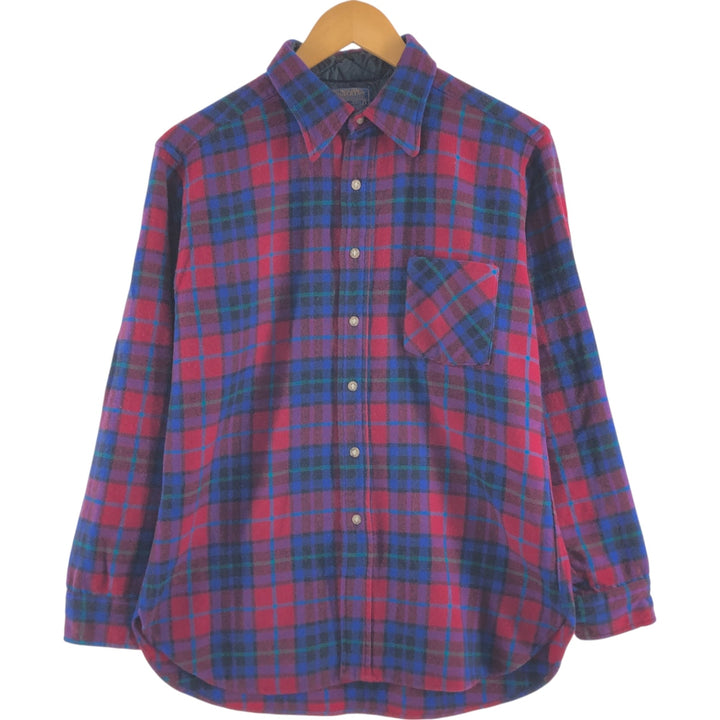 70'S Pendleton Check Pattern Wool Shirt Made in USA Men's L Size Vintage /eaa511423