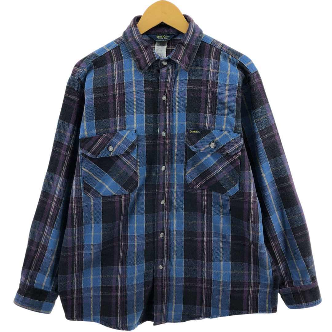 80s-90'S Osh Kosh Long Sleeve Heavy Flannel Check Shirt Men's Size L Vintage /eaa511432