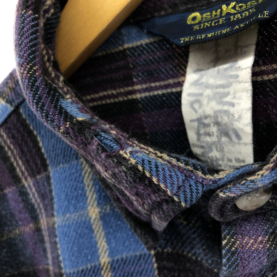 80s-90'S Osh Kosh Long Sleeve Heavy Flannel Check Shirt Men's Size L Vintage /eaa511432