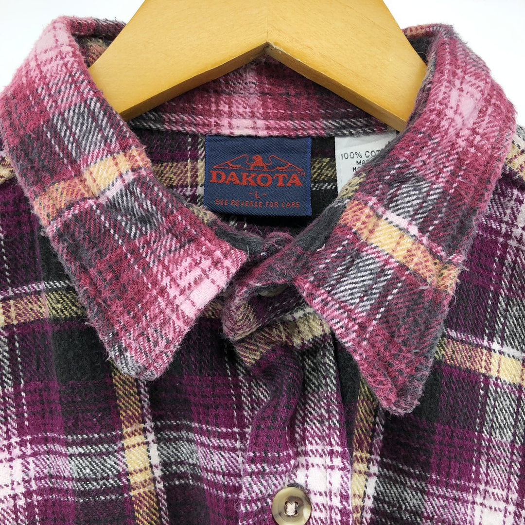 80'S DAKOTA Long Sleeve Flannel Check Shirt Men's Size L Vintage /eaa511495