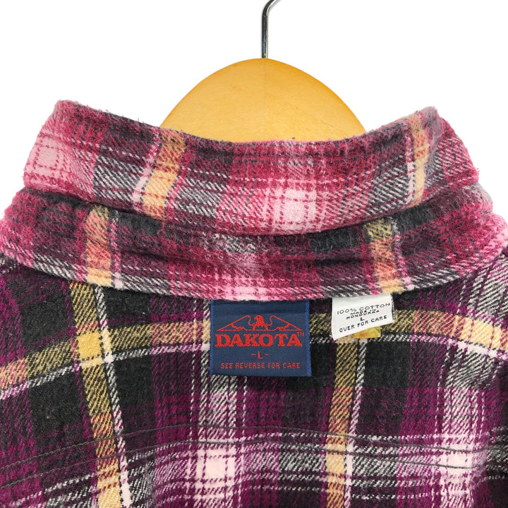 80'S DAKOTA Long Sleeve Flannel Check Shirt Men's Size L Vintage /eaa511495