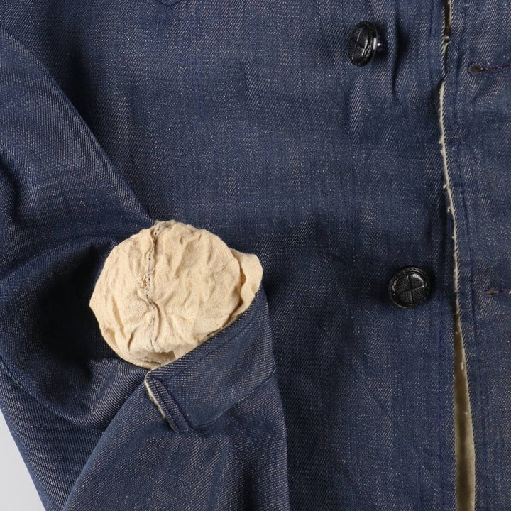 70'S Sears Western Outdoor Bat Dye Denim Boa Lunch Coat Men's XL Vintage /eaa511542