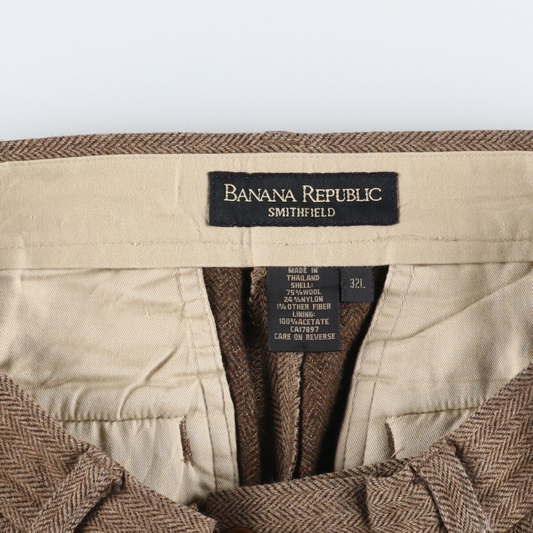 00'S Banana Republic SMITHFIELD Herringbone Two-pleat Wool Pants Slacks Men's W31 equivalent / eaa511613