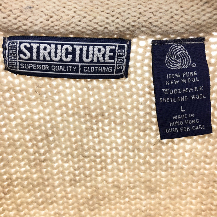 STRUCTURE all-over print wool knit sweater, men's size L /eaa511667